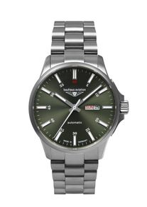 BAUHAUS Herren Automatikuhr "BAUHAUS aviation", silber, Armbanduhren, Armbanduhr, Herrenuhr, Titan, Datum, Saphirglas, Made in Germany