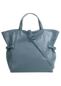 Samantha Look Damen Shopper, blau, Leder, unifarben, leicht glänzend, Taschen, echt Leder, Made in Italy