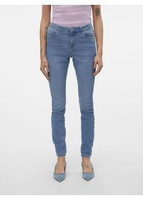 Véro Moda VERO MODA Damen Skinny-fit-Jeans "VMELLY MR SKINNY JEANS BLUE NOOS", blau, modisch, Gr. XS, Denim/Jeans, Obermaterial: 70% Baumwolle, 29% Polyester,