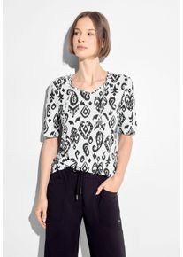 Cecil Damen Tunikashirt, weiß, casual, Gr. XS, bedruckt, Web, 50% Modal, 50% Baumwolle, Shirts, mit Mustermix