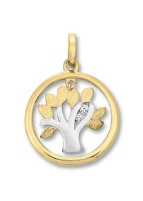 ONE ELEMENT Damen Ketten-Anhänger "Zirkonia Lebensbaum Anhänger aus 333 Gelbgold", Gelbgold 333-Gold, gold, Gelbgold 333, Gold, Schmuckanhänger, ein