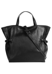Samantha Look Damen Shopper, schwarz, Leder, unifarben, leicht glänzend, Taschen, echt Leder, Made in Italy