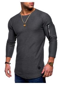 behype Herren Sweatshirt "JESPER", grau, casual, Gr. M, unifarben, 67% Baumwolle, 33% Polyester, Sweatshirts, mit cooler Armtasche