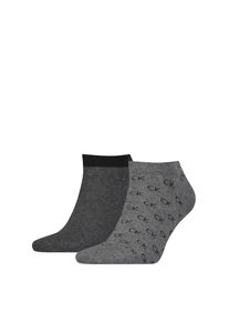 Herren Sneakersocken "CK MEN SNEAKER 2P ALL OVER LOGO", Calvin Klein Jeans, Gr. 43, grau, Baumwollmischung, Socken, 1x uni, 1x allover Logo mit