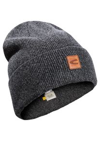 Camel Active Damen Beanie, grau, casual, meliert, Baumwollmischung, Mützen, mit Logo Stickerei
