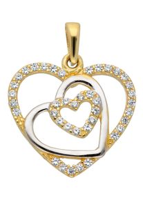 Adelia´s ADELIA ́S Damen Ketten-Anhänger "333 Gold Anhänger Herz", Gold, gold, Gold, Schmuckanhänger, mit Zirkonia Goldschmuck für Damen