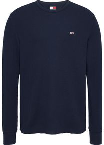 Tommy Jeans Herren Langarmshirt "TJM SLIM WAFFLE L/S TEE EXT", blau, Basic, Gr. XXXL, unifarben, Jersey, Obermaterial: 60% Baumwolle, 40% Polyester,