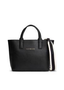 Tommy Hilfiger Damen Henkeltasche "TH LOGOTAPE MINI TOTE", schwarz, Lederimitat, unifarben, Taschen, Damen Umhängetasche, Schultertasche mit