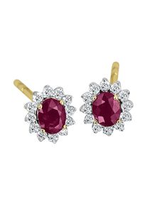 ONE ELEMENT Damen Paar Ohrhänger "0,16 ct Diamant Brillant Rubin Ohrringe Ohrstecker", Damen, 0,16 ct mit Diamant, Gelbgold 585-Gold-Diamanten, gold,