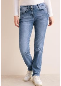Cecil Damen Regular-fit-Jeans "Style Scarlett", blau, casual, Gr. 27, unifarben, Denim/Jeans, Obermaterial: 77% Baumwolle, 20% Polyester, 3%
