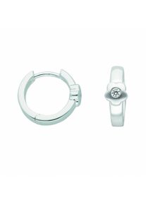 Adelia´s ADELIA ́S Damen Paar Creolen "Damen 925 Silber Ohrringe Creolen Blüte mit Zirkonia Ø 13,3 mm", Damen, Silber 925 (Sterlingsilber), silber, Silber 925