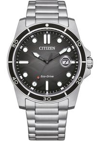 Citizen Herren Solaruhr, silber, Armbanduhren, Armbanduhr, Herrenuhr, Edelstahlarmband, bis 10 bar wasserdicht, Datum