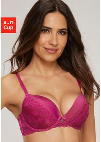s.Oliver Damen Push-up-BH "Adèle", Gr. 70, lila, Microtouch, Obermaterial: 71% Polyamid, 17% Polyester, 12% Elasthan, festlich, BHs, mit graphischer