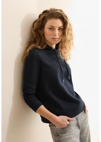 Cecil Damen Hoodie, blau, casual, Gr. S, bestickt, Sweatware, Obermaterial: 58% Baumwolle, 42% Polyester, Sweatshirts, mit Artwork