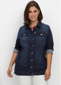 sheego Große Größen Jeansjacke in taillierter Form, dark blue denim, Größe 50 - Damen