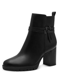 Tamaris Damen Stiefelette, Gr. 41, schwarz, Lederimitat, unifarben, elegant, Schuhe, Blockabsatz, Businessschuh, Ankleboots mit Zierriemchen
