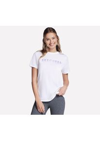 Skechers Damen T-Shirt, weiß, sportlich, Gr. L, Obermaterial: 52% Baumwolle, 48% Polyester, Shirts