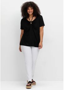 sheego by Joe Browns sheego Große Größen Neckholdershirt mit V-Cut, schwarz, Größe 40/42 - Damen