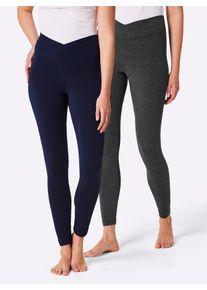 Plantier Damen Leggings, Gr. 52, blau, 95% Baumwolle, 5% Elasthan, 60% Baumwolle, 5% Elasthan, 35% Polyester, unifarben, Hosen