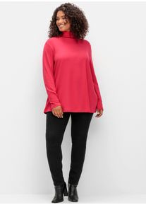 sheego Große Größen Rollkragenshirt in A-Linie, magenta, Größe 48/50 - Damen