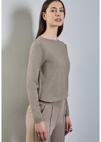 Street One Damen Strickpullover, beige, casual, Gr. 44, meliert, Strick, Obermaterial: 52% Viskose, 28% Polyester, 20% Polyamid, Pullover, mit U-Boot