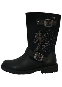 Lurchi Kinder Winterstiefel "Heidi-TEX", Gr. 38, schwarz, Glattleder, Veloursleder, casual, Schuhe, Langschaftstiefel mit Zierschnallen,