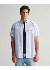 Gant Herren Kurzarmhemd "REG OXFORD SHIRT", blau, Gr. XXL, Web, Obermaterial: 100% Baumwolle, Hemden, Gant-Stickerei
