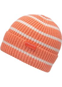 Chillouts Damen Beanie "Jette Hat", orange, casual, gestreift, Rippstrick, Kunstfaser, Mützen, mit elastischer Passform und Umschlag