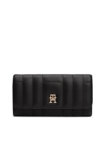 Tommy Hilfiger Geldbörse "TH FEMININE LRG FLAP", schwarz, Lederimitat, unifarben, elegant, Kleinlederwaren, Damen-Geldbeutel, Portemonnaie mit