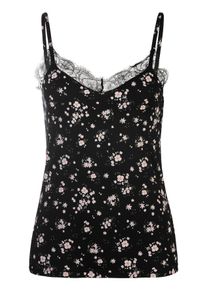 s.Oliver Damen Unterhemd, Gr. 32, schwarz, Obermaterial: 94% Modal (TENCEL), 6% Elasthan. Spitze: 100% Polyamid, Unterhemden, mit zarter Spitze vorn,
