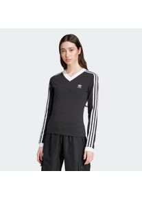 Damen Langarmshirt "V-NECK LS", schwarz, sportlich, Gr. S, adidas originals, Obermaterial: 93% Baumwolle, 7% Elasthan, Shirts