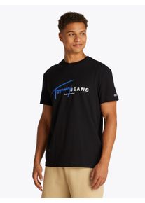 Tommy Jeans Herren Kurzarmshirt "TJM REG SIGNTR DNA TEE EXT", schwarz, casual, Gr. M, Single Jersey, Obermaterial: 100% Baumwolle, Shirts, Mit