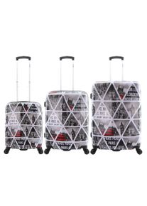 Saxoline Koffer "Cities", bunt, Polyester, bedruckt, elegant, Koffer, Hergestellt aus Acrylnitril-Butadien-Styrol (ABS)