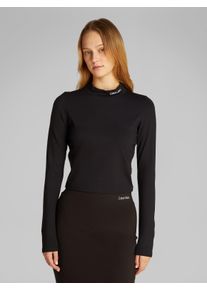 Damen Crop-Top "MILANO LOGO ELASTIC TOP", schwarz, feminin, Gr. XXL, Calvin Klein Jeans, unifarben, Jersey, Obermaterial: 66% Viskose, 30% Polyamid,
