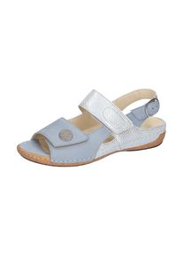 Waldläufer WALDLÄUFER Damen Sandale "HELIETT", Gr. 7,5, blau, Nubukleder, Veloursleder, metallic, Basic, Schuhe, Sommerschuh, Klettschuh, Keilabsatz, in