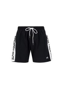 Herren Shorts "Alpha Industries Men - Beachwear Printed Stripe Swim Short", schwarz-weiß, Gr. XS, Alpha Industries, Obermaterial/Futter: 100%