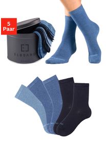 ELBSAND Damen Socken, Gr. 35, blau, Elasthan, Polyamid, unifarben, Socken, verpackt in praktischer Metalldose