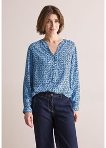 Cecil Damen Langarmbluse, blau, casual, Gr. XXL, bedruckt, Stoff, 100% Viscose, Blusen, mit Turn-Up Funktion