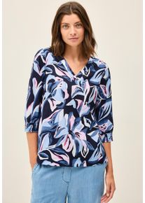 Cecil Damen Shirtbluseurban dunkelblau, casual, Gr. L, gemustert, Web, 100% Baumwolle, Blusen, aus reiner Baumwolle