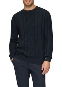 s.Oliver Herren Rundhalspullover, blau, casual, Gr. S, Strukturmuster, Strick, Obermaterial: 100% Baumwolle, Pullover, mit Zopfmuster