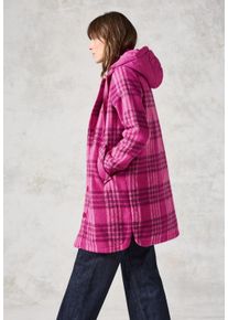 Cecil Damen Hemdjacke, pink, casual, Gr. XL, kariert, Web, Obermaterial: 100% Polyester, Jacken, lang, mit abnehmbarer Kapuze
