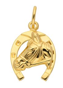 Adelia´s ADELIA ́S Damen Ketten-Anhänger "333 Gold Anhänger Pferdekopf im Hufeisen", Gold, gold, Gold, Schmuckanhänger, Goldschmuck für Damen