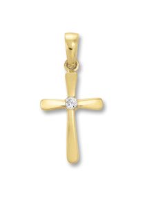 ONE ELEMENT Damen Ketten-Anhänger "Zirkonia Kreuz Anhänger aus 333 Gelbgold", Gelbgold 333-Gold, gold, Gelbgold 333, Gold, Schmuckanhänger, für Damen