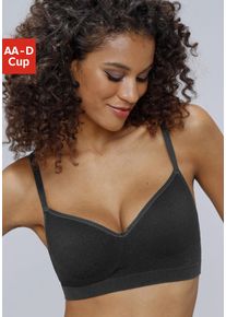 Lascana Damen Push-up-BH "COMFY BRA", Gr. 70, schwarz, Piquu00e9, Obermaterial: 50% Baumwolle, 33% Polyamid, 14% Polyester, 3% Elasthan, modisch,