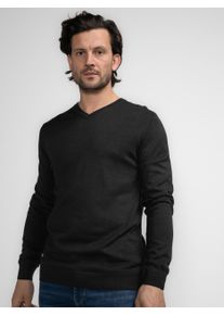 Herren V-Ausschnitt-Pullover "Men Knitwear V-Neck Basic", schwarz, casual, Gr. M, PETROL INDUSTRIES, Strick, Obermaterial: 50% Baumwolle, 50%