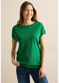 Cecil Damen T-Shirt, grün, Basic, Gr. XXL, unifarben, Web, Stoff, 50% Baumwolle, 50% Modal, Shirts, mit Tunnelzug am Saum