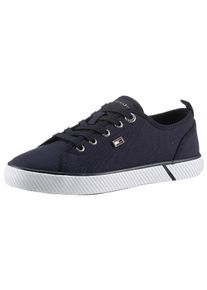 Tommy Hilfiger Damen Plateausneaker "VULC CANVAS SNEAKER", Gr. 35, blau, Baumwolle, sportlich, Schuhe, Freizeitschuh, Halbschuh, Schnürschuh mit