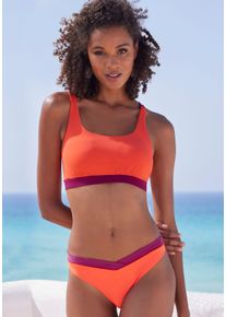 s.Oliver Damen Bikini-Hose "Yella", bunt, Gr. 34, unifarben, kontrastfarbene Details, Recycling-Polyamid, Badehosen, mit kontrastfarbenen Details und