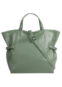 Samantha Look Damen Shopper, grün, Leder, unifarben, leicht glänzend, Taschen, echt Leder, Made in Italy