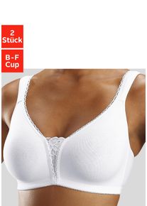 Petite Fleur Damen Soft-BH, Gr. 75, weiß, Jersey, Spitze, Obermaterial: 90% Baumwolle, 5% Elasthan, 5% Polyamid, klassisch, BHs, ohne Bügel mit